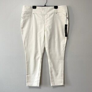 New Diane Gilman Ivory Virtual Stretch Pull On Skinny Jeans Plus Size 2X bin 4E
